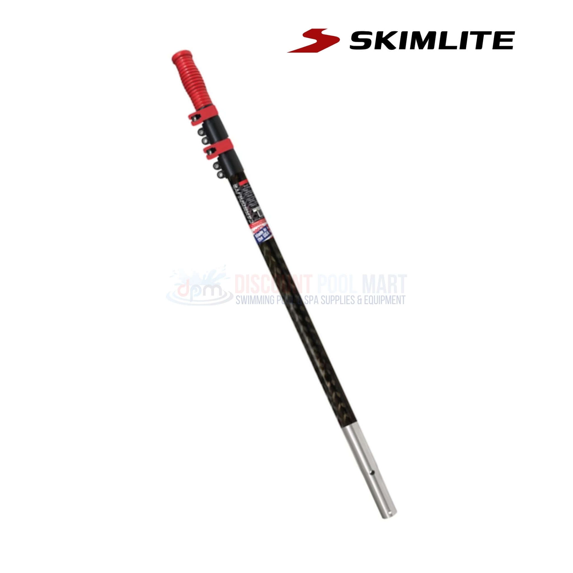 Skimlite Carbonlite Pool Pole Lever Lock CL823L 8'-24', featuring red grip and carbon fiber design for pool professionals from Discount Pool Mart.