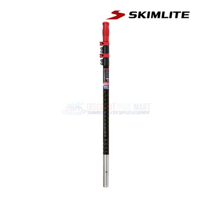 CL823L | Skimlite Carbonlite Pool Pole Lever Lock | 8'-24' shown upright, red grip, carbon fiber design from Discount Pool Mart.