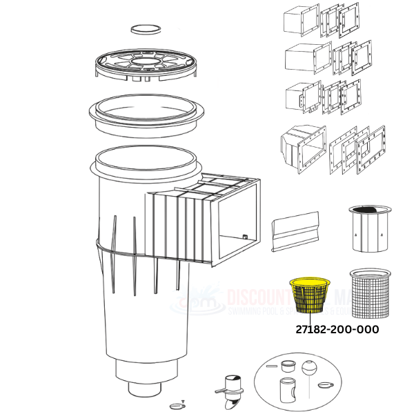 CMP Heavy Duty Basket for Pentair Admiral S20 Skimmers | 27182-200-000 assembly diagram from Discount Pool Mart DPM.