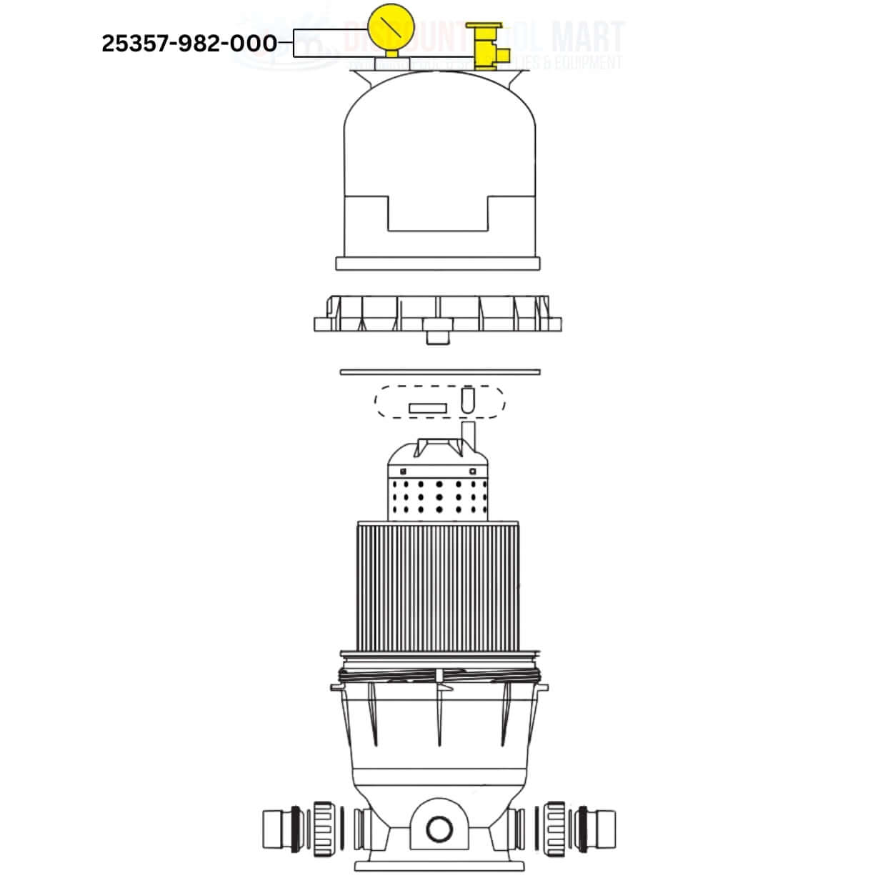 CMP High Flow Manual Air Relief Valve and Gauge for Pentair Filters, 25357-982-000, available at Discount Pool Mart DPM.