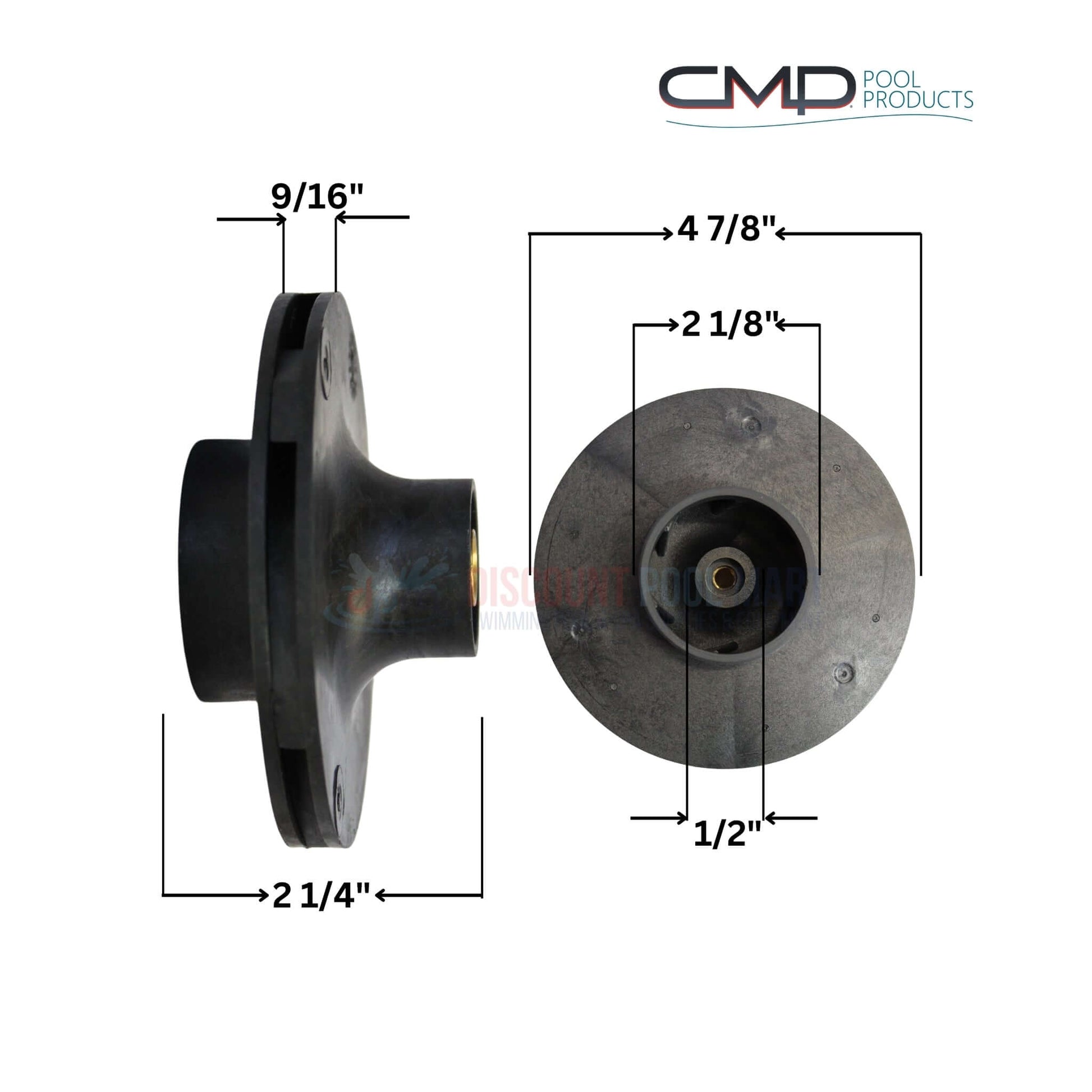 CMP Impeller for Pentair WhisperFlo Pumps with dimensions, 2HP-2.5HP compatible. Discount Pool Mart DPM.