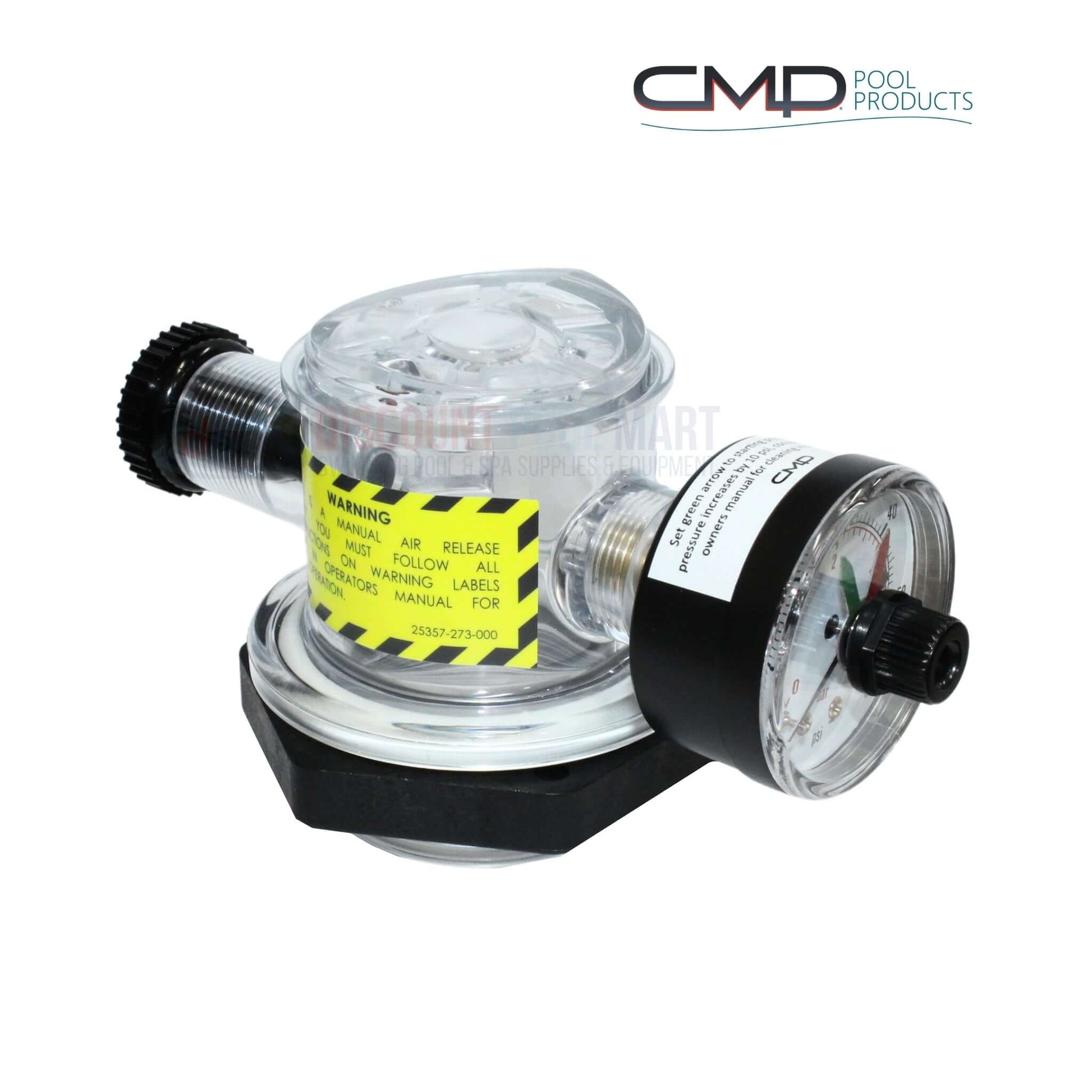 CMP Manual Air Relief Valve with Pressure Gauge for Pentair Triton Filters, DPM, part 25357-273-564 from Discount Pool Mart.