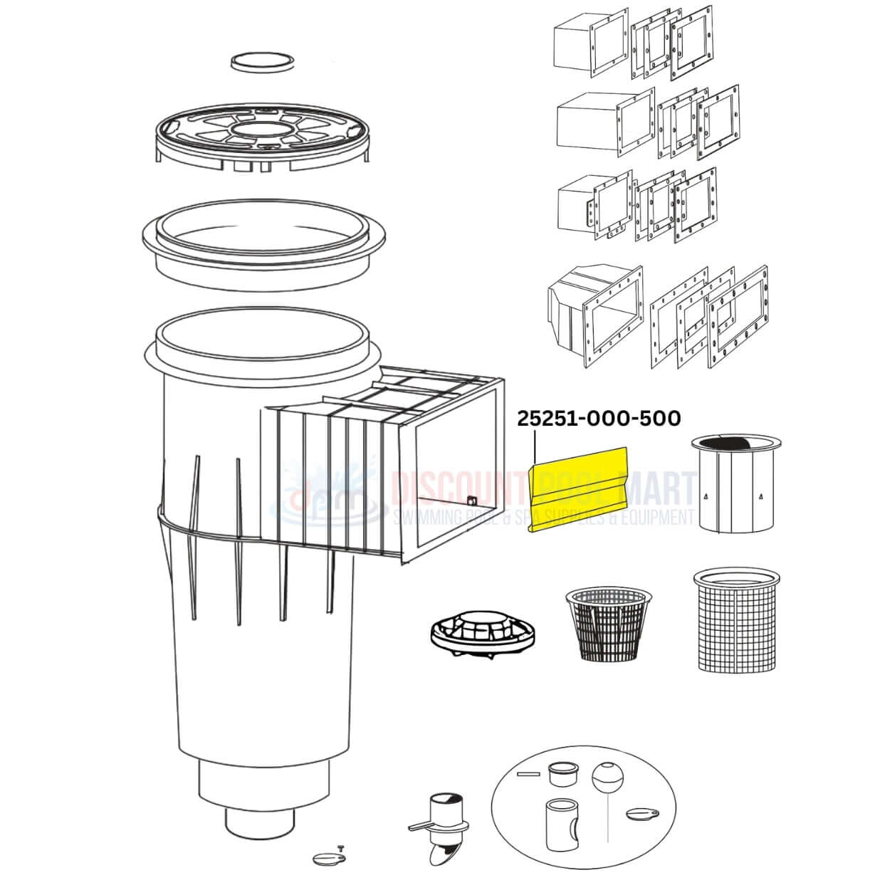 CMP Weir Flap 25251-000-500 diagram, fits Admiral S20 Skimmers, from Discount Pool Mart DPM for pool maintenance.