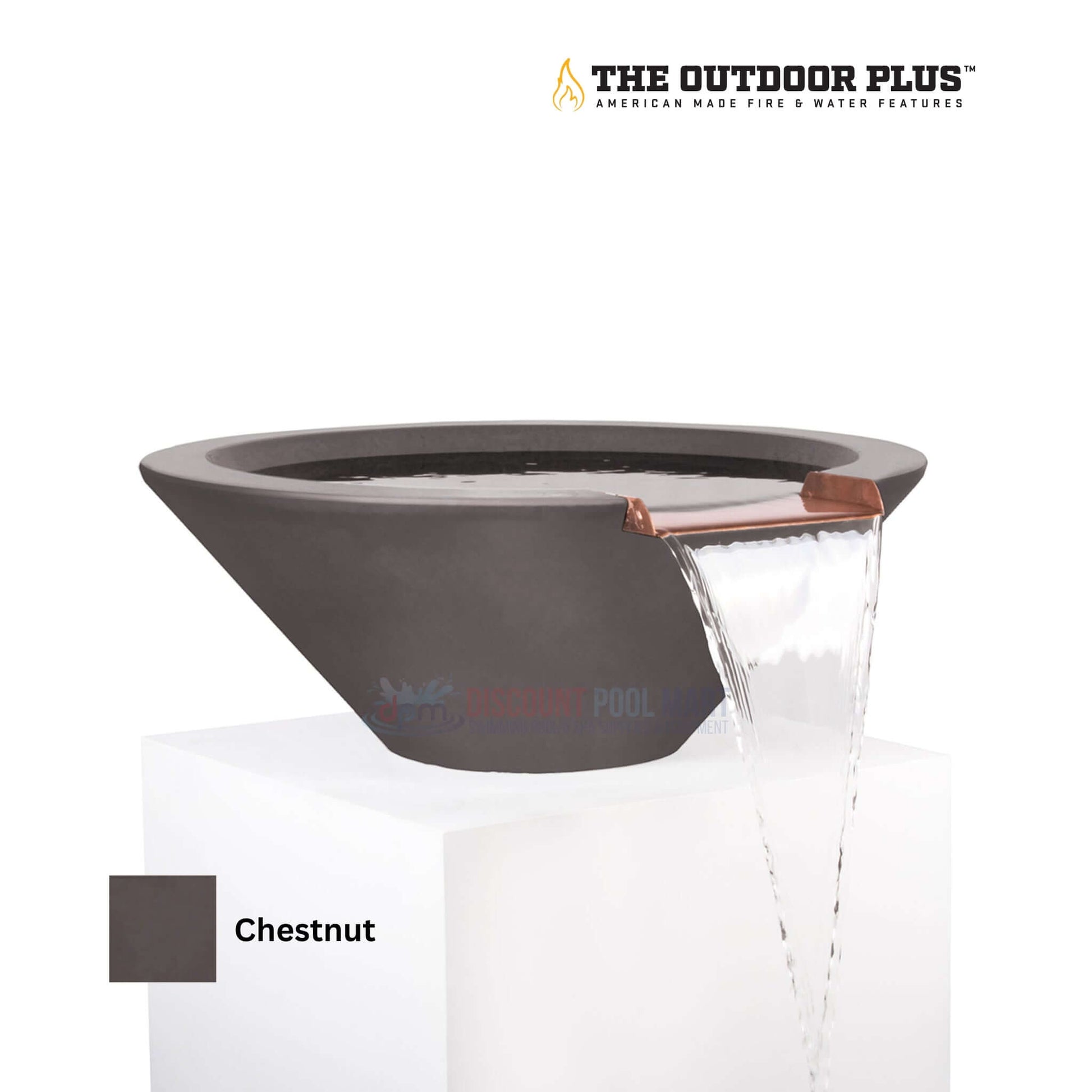 The Outdoor Plus Cazo Water Bowl in Chestnut, GFRC Concrete from Discount Pool Mart DPM, SKU DPM-CWBC