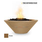 The Outdoor Plus Cazo Fire Bowl GFRC Concrete in Brown color, 24"-48" sizes at Discount Pool Mart DPM.