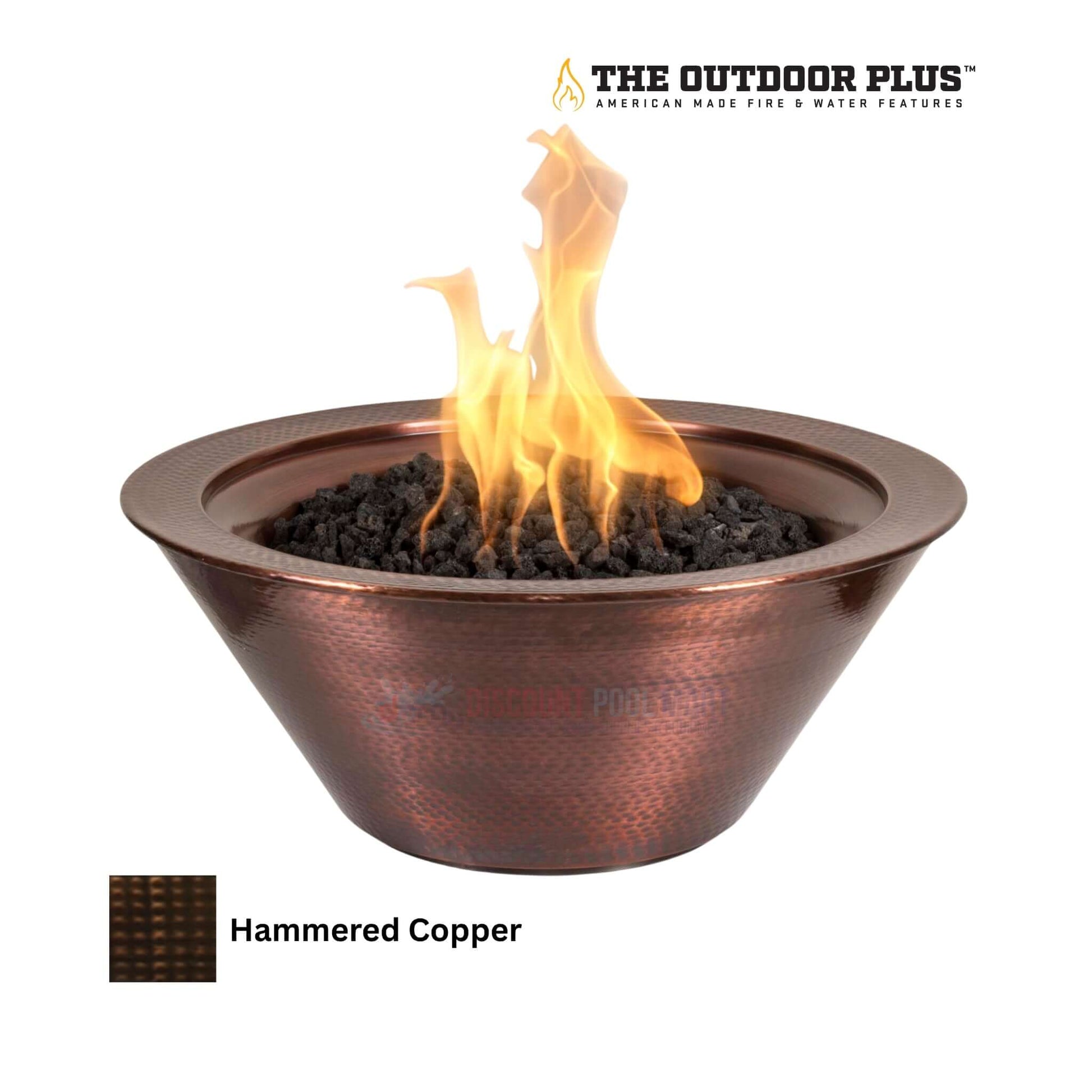 Cazo Fire Bowl by The Outdoor Plus, hammered patina copper, outdoor fire feature, SKU DPM-1234, Discount Pool Mart