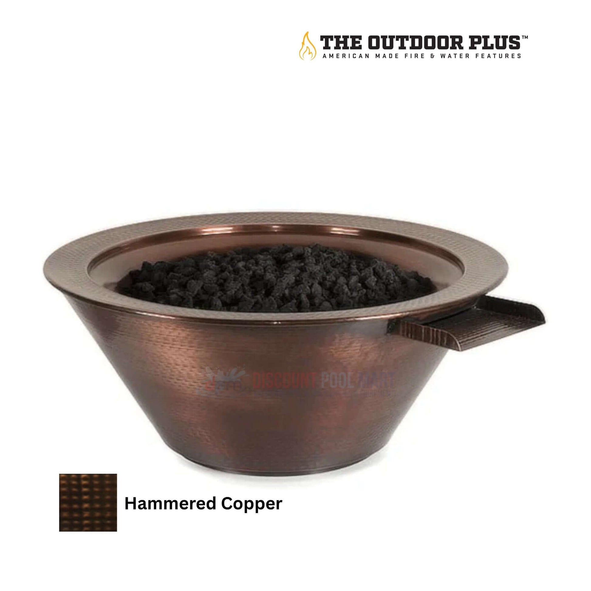 The Outdoor Plus Cazo Fire & Water Bowl in Hammered Patina Copper, SKU: DPM, from Discount Pool Mart.