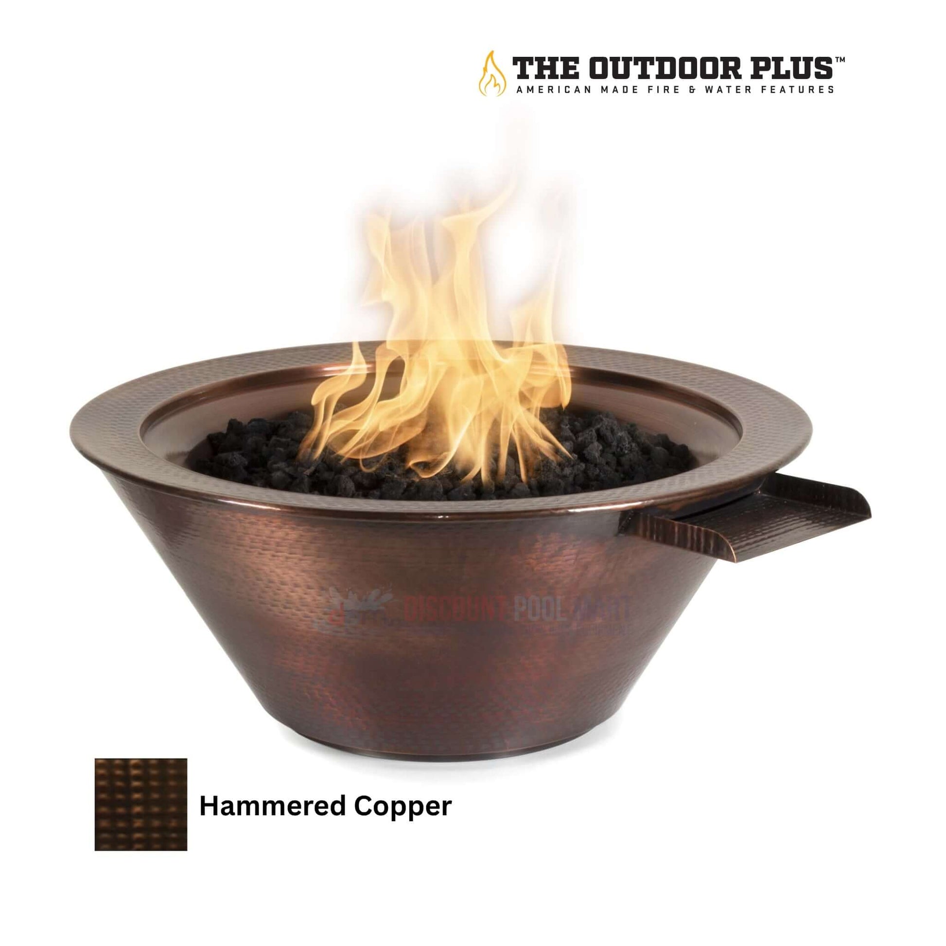 The Outdoor Plus Cazo Fire & Water Bowl in Hammered Patina Copper from Discount Pool Mart DPM; SKU: COP-CM