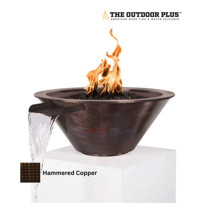 The Outdoor Plus Cazo Fire & Water Bowl in Hammered Patina Copper, DPM SKU: 12345, perfect outdoor focal point.