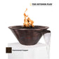 The Outdoor Plus Cazo Fire & Water Bowl in Hammered Patina Copper, SKU: DPM - Discount Pool Mart, dual-function outdoor feature.