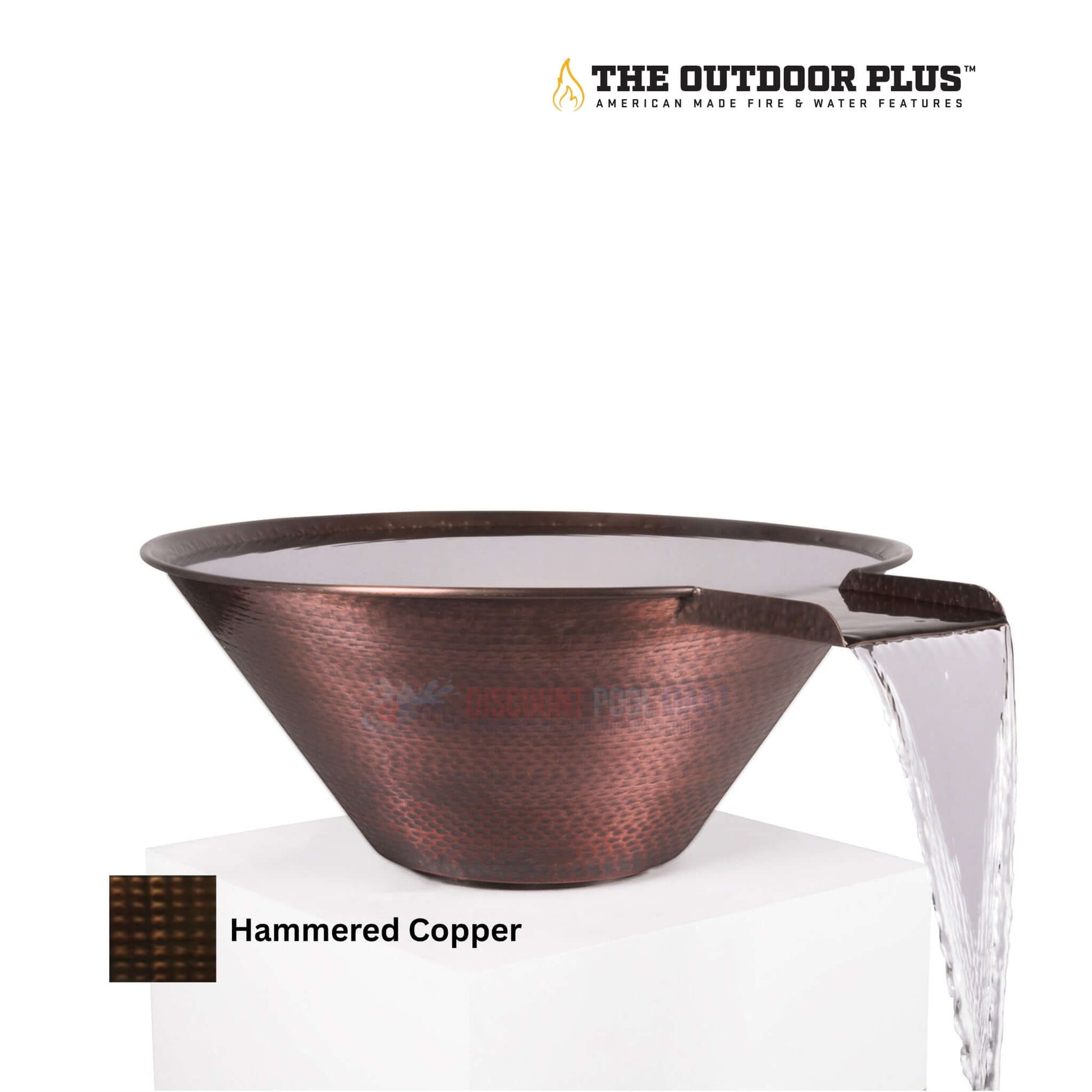 The Outdoor Plus Cazo Water Bowl in Hammered Patina Copper by Discount Pool Mart DPM – SKU12345.