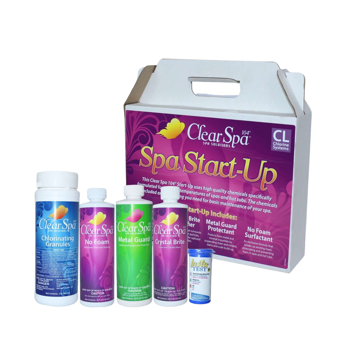 Clear Spa 104° hot tub chemical kit by Discount Pool Mart DPM for optimal spa performance and maintenance.