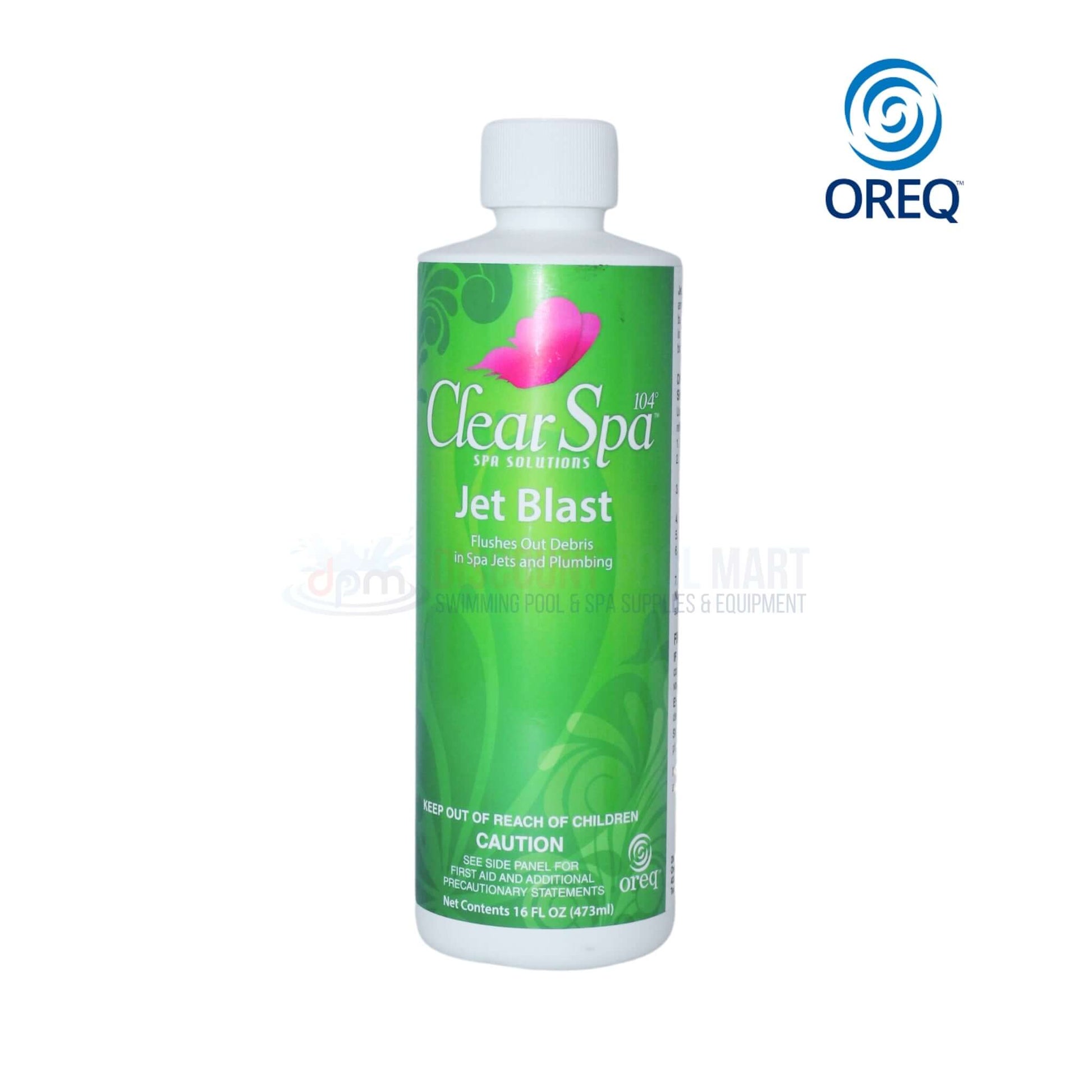 Clear Spa Jet Blast 16 oz cleaning solution for spas, removes buildup, available at Discount Pool Mart DPM.