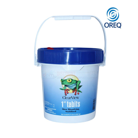 ClearView 1" Tabits Slow Dissolving Chlorine Tablets 5 lbs bucket from Discount Pool Mart DPM for crystal-clear pool water.