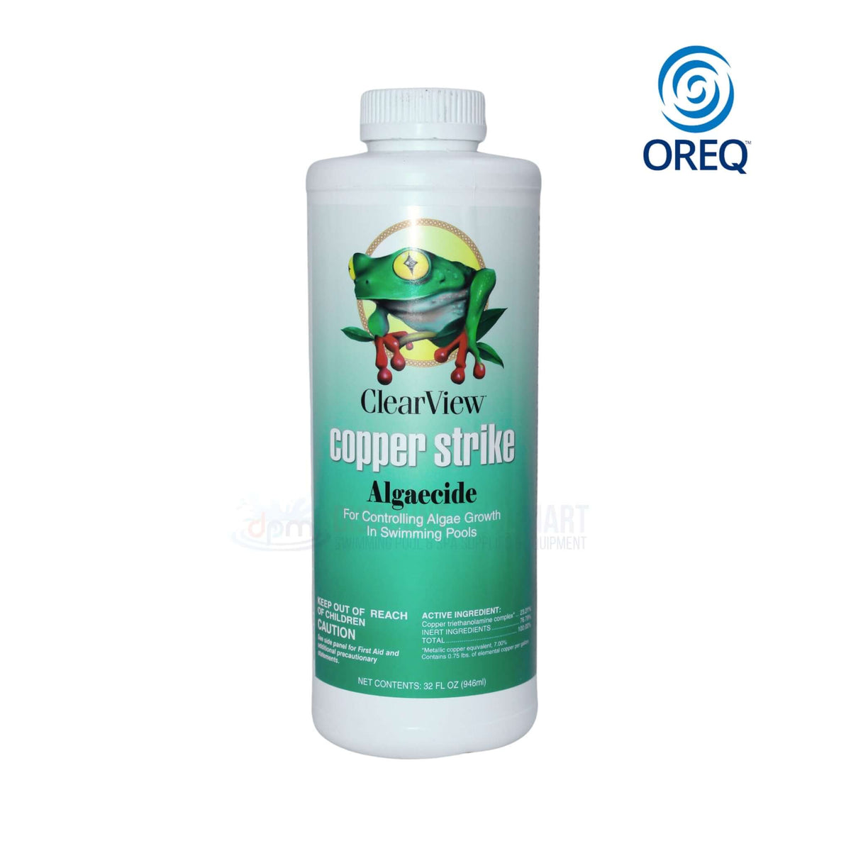 ClearView Copper Strike Concentrated Algaecide 32 oz by DPM for effective algae control in swimming pools.