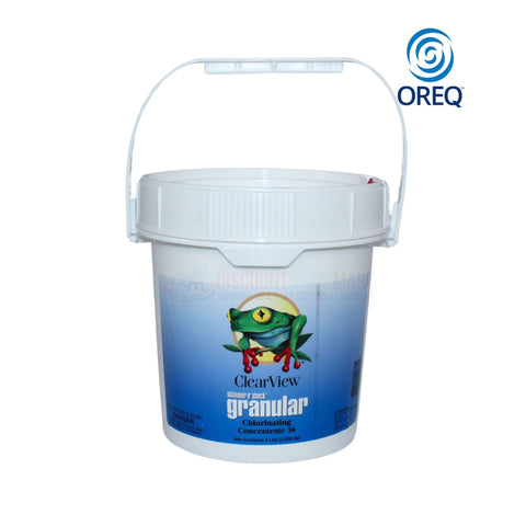 ClearView DiChlor Granular Chlorine bucket from Discount Pool Mart DPM, 5lbs sodium dichlor shock treatment for pools.