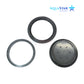 AquaStar 10" Round Suction Outlet Cover CC10103 in Gray, showing three angles, ideal for pool supplies at Discount Pool Mart.