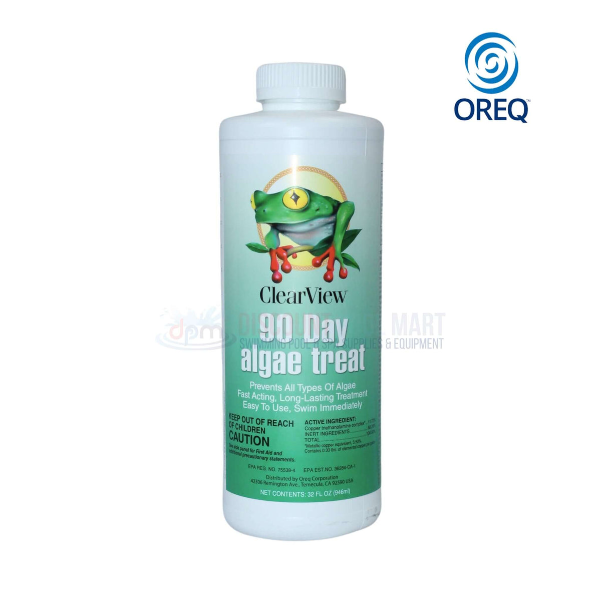ClearView 90 Day Algae Treat 32 oz CVLATQT12 for long-lasting algae control, available at Discount Pool Mart DPM.