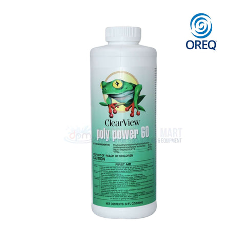 ClearView Poly Power 60 Algaecide CVLPPQT12 by Discount Pool Mart DPM, 32 oz bottle for pool algae prevention.