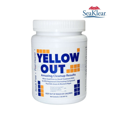 Coral Seas Yellow Out Algaecide 2lb for pools, kills green & mustard algae, available at Discount Pool Mart DPM.