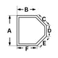 Custom spa and hot tub cover dimensions diagram with labels A, B, C, D, E, F for Discount Pool Mart DPM.