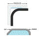 Diagram showing radius measurement for custom spa and hot tub covers by Discount Pool Mart DPM, highlighting cut and fit.
