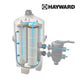 Hayward DEP100 | Hayward DEP 500 Series DE Filter showing dual pleated elements and multiport valve for superior water clarity.