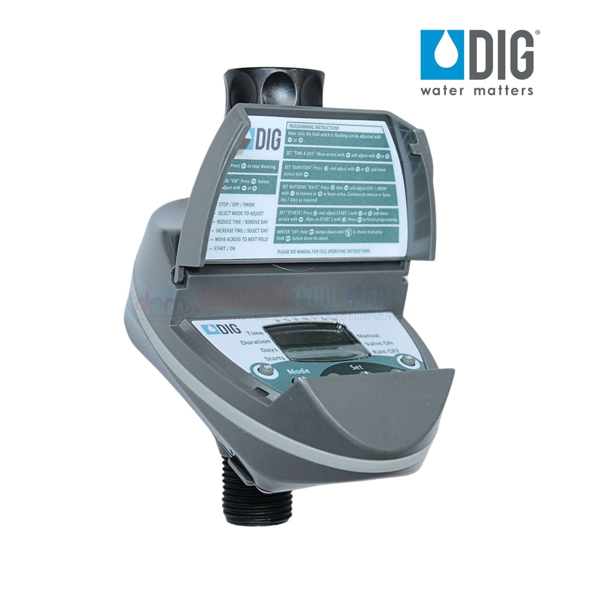 DIG Digital Hose End Timer B09D 3/4" for reliable watering, available at Discount Pool Mart DPM.