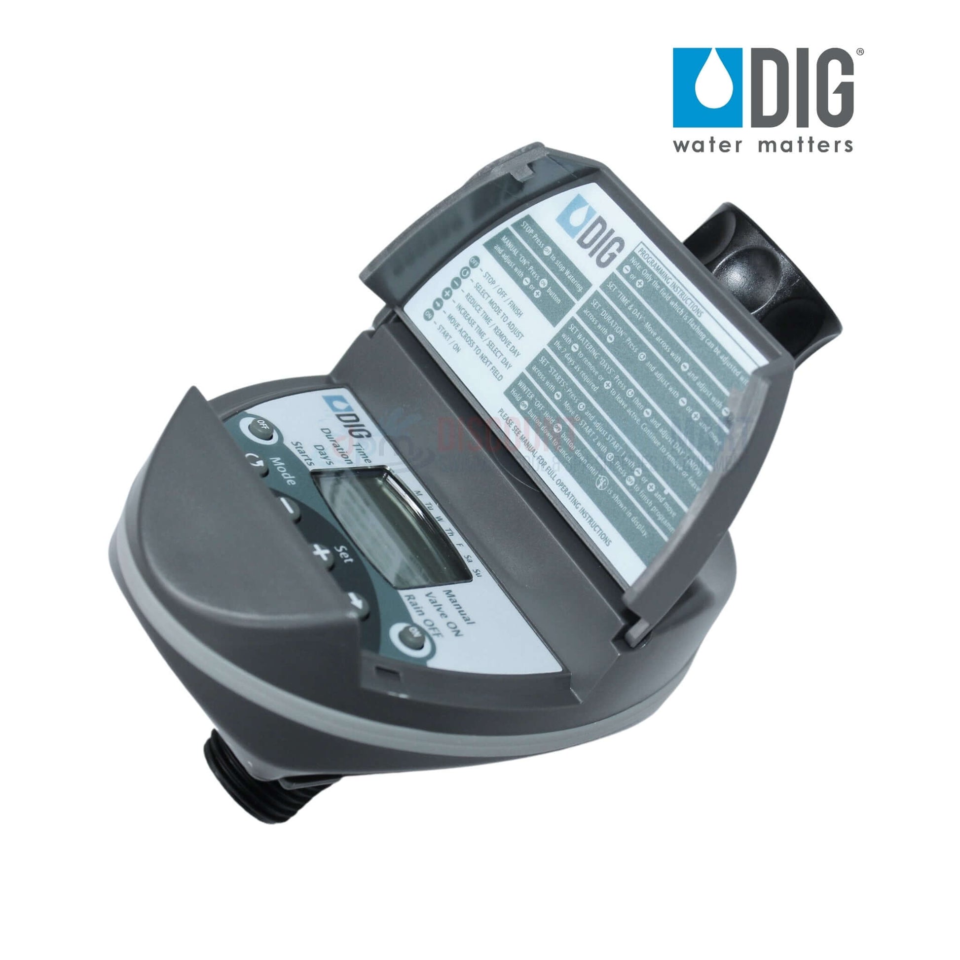 DIG Digital Hose End Timer B09D 3/4" at Discount Pool Mart DPM for efficient watering and longer battery life.