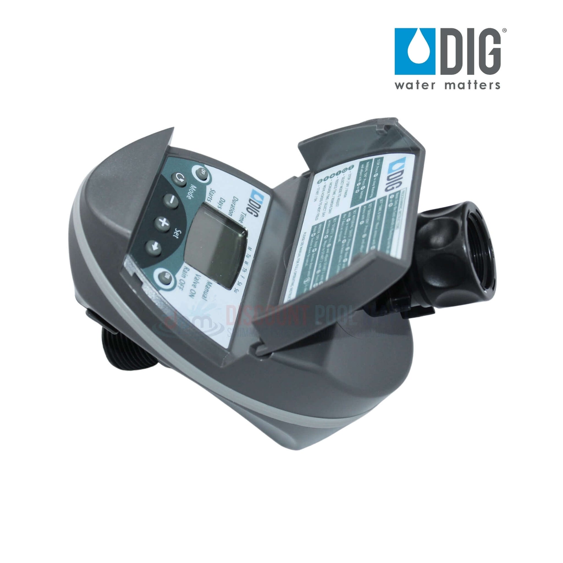 DIG Digital Hose End Timer B09D 3/4" with programming features for reliable irrigation by Discount Pool Mart DPM.