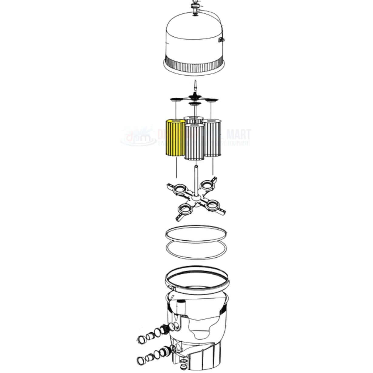 Exploded view of DPM-7472 Cartridge for Pentair Clean & Clear Plus 520, SKU: R173578, from Discount Pool Mart.