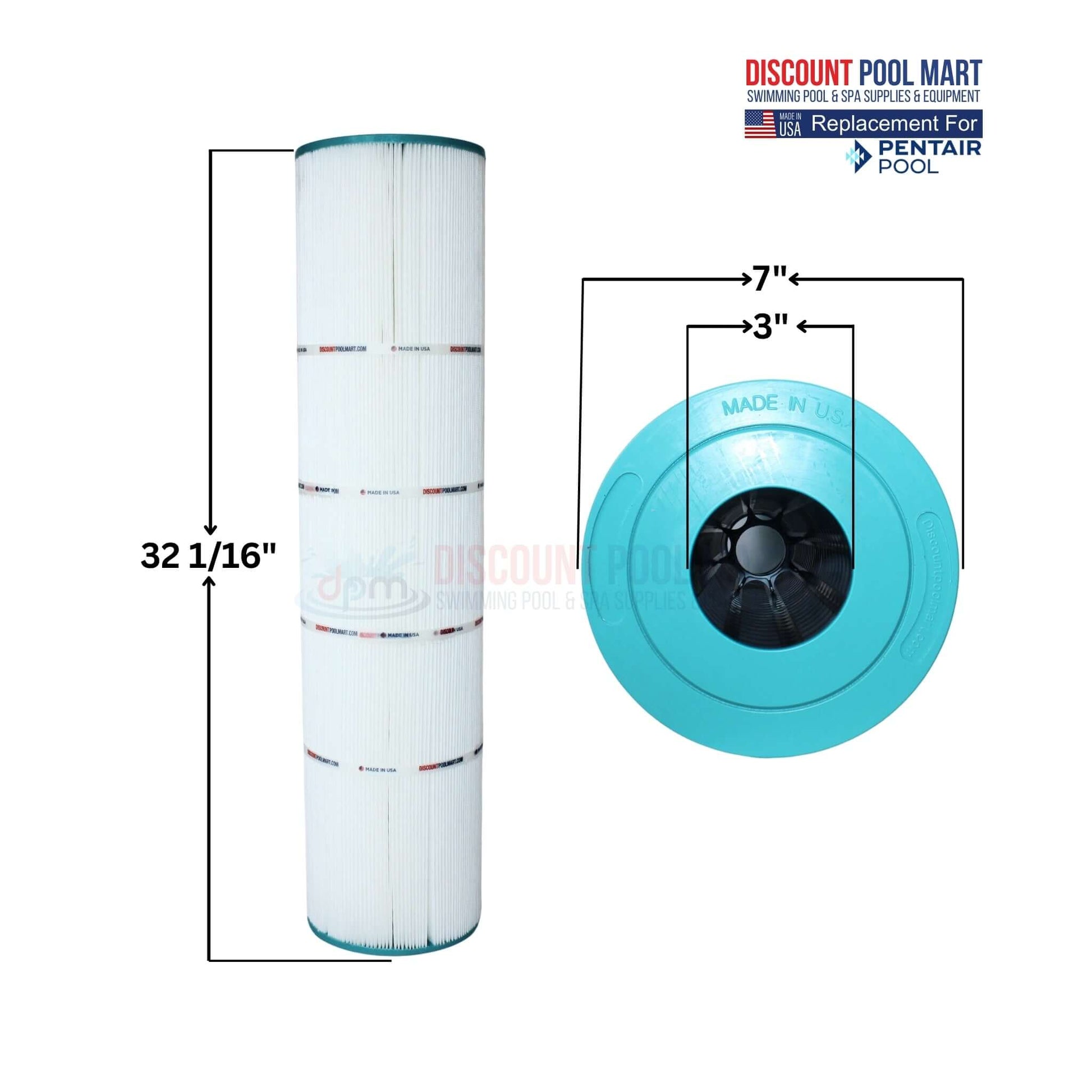 DPM-7472 Cartridge by Discount Pool Mart for Pentair Clean & Clear Plus 520 | 125 Sq. Ft. | R173578 dimensions 32 1/16 x 7 x 3