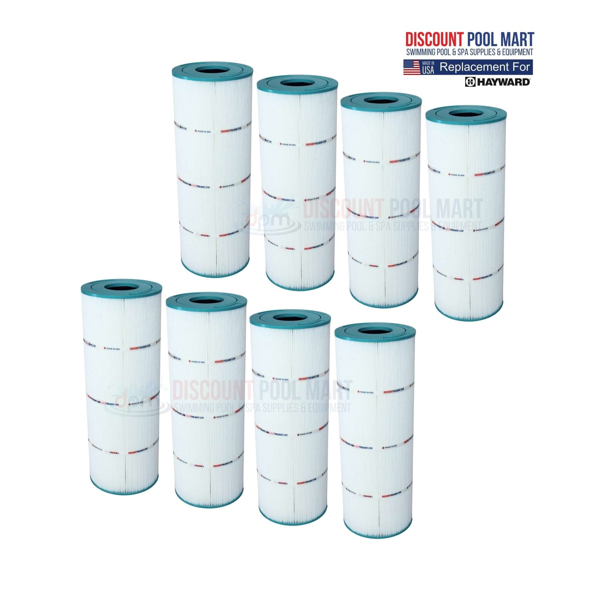 DPM-7485 Cartridge from Discount Pool Mart for Hayward SwimClear C7030, set of 8, high-efficiency filtration.