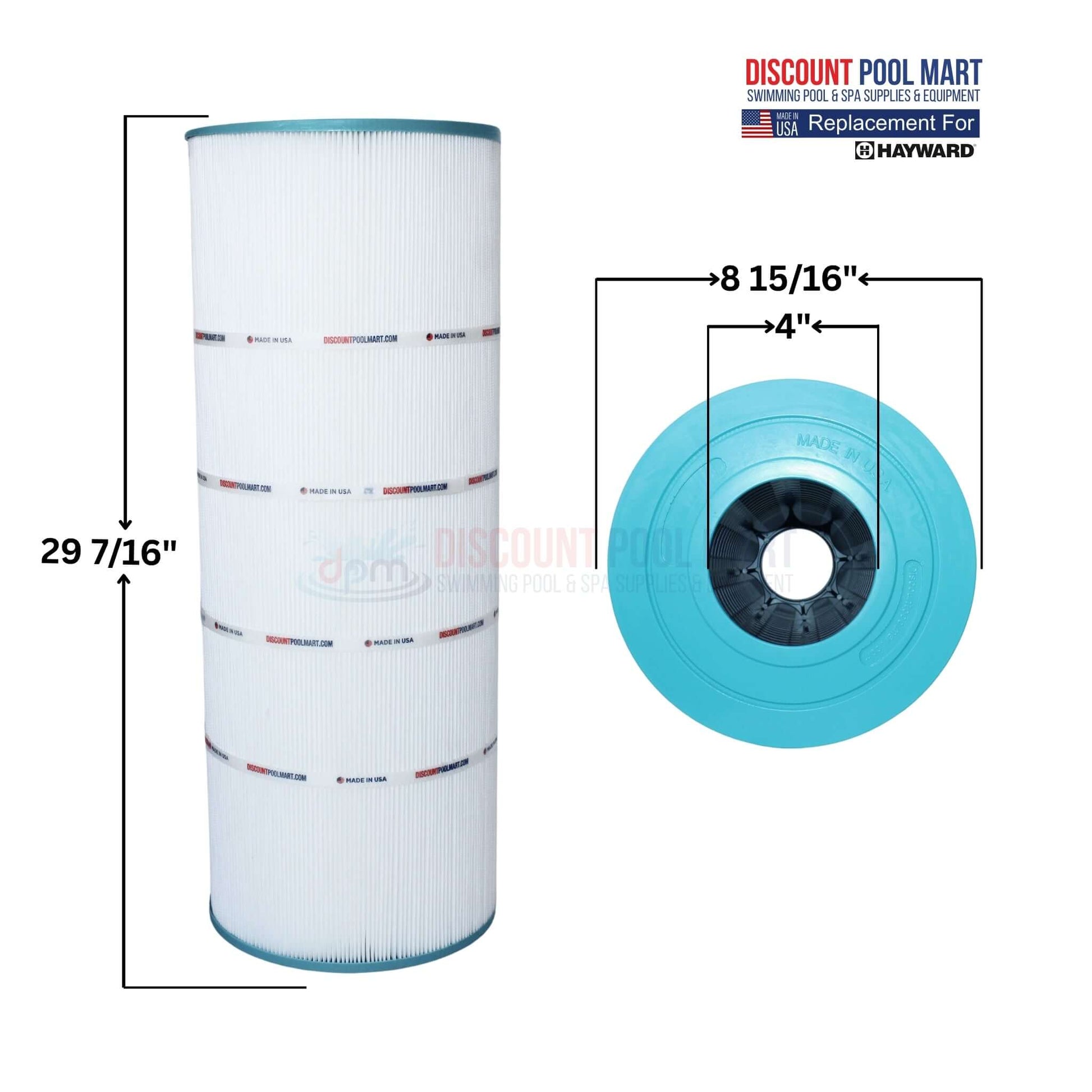 DPM-7656 Cartridge for Hayward StarClear C500 pool filters by Discount Pool Mart, dimensions 29 7/16 x 8 15/16 x 4 inches.