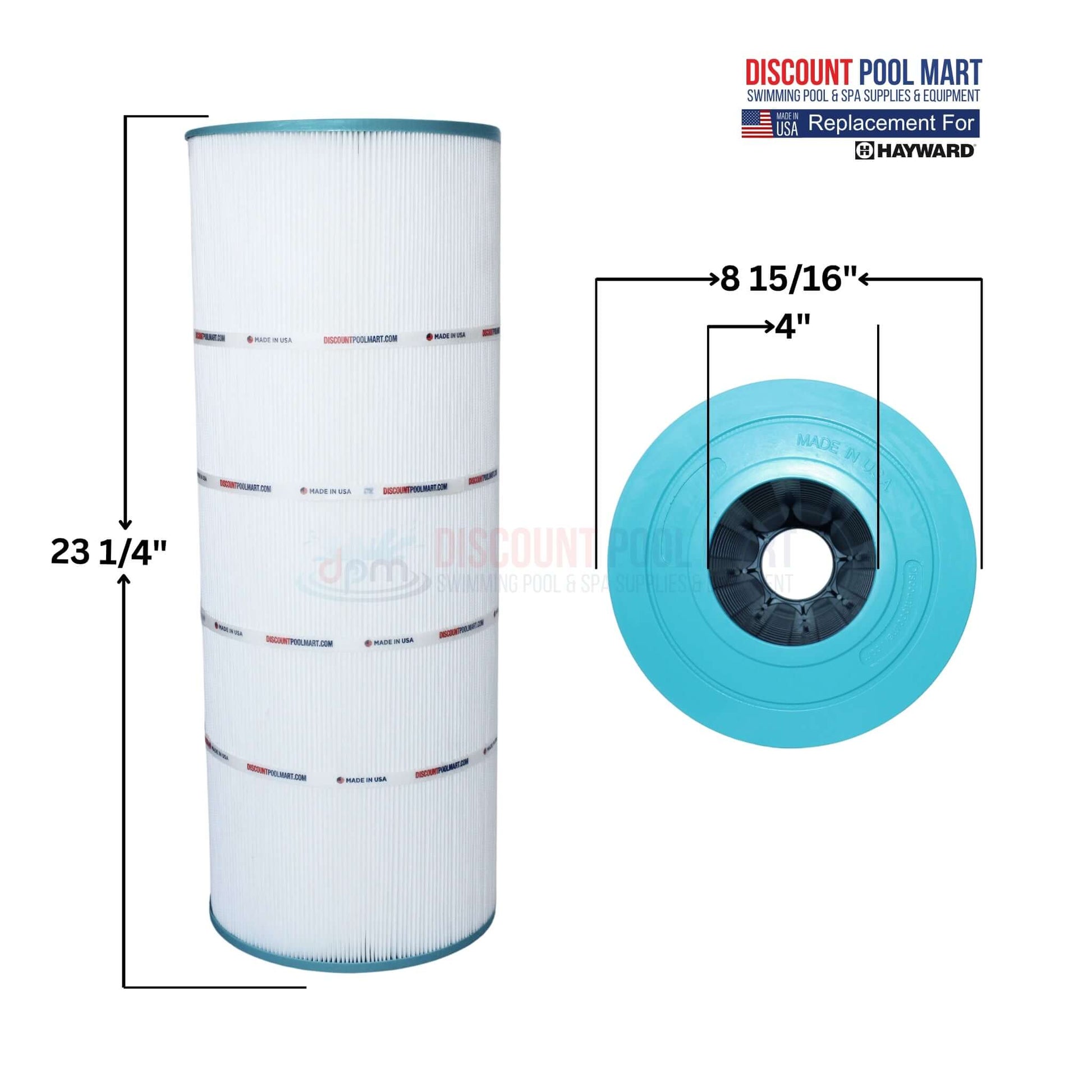 DPM-8412 Cartridge by Discount Pool Mart for Hayward C1200, 120 Sq. Ft. filter, 23 1/4" height, replacement part.