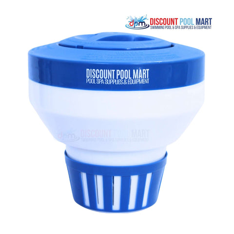 DPM 3" Tablet Floater in blue and white, Model CL330DPM, designed for pool sanitizer, from Discount Pool Mart.