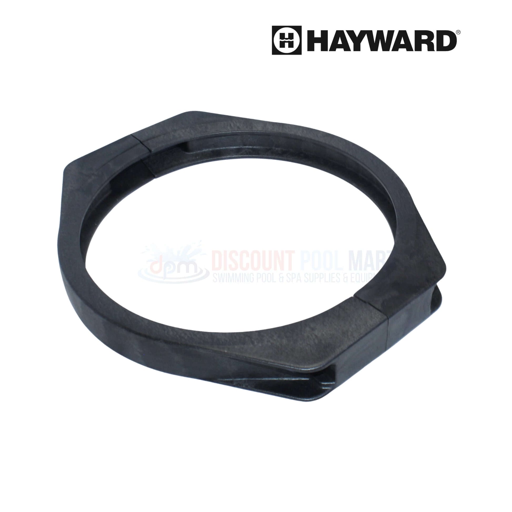 Hayward ECX4000C Perflex Filter Clamp Assembly from Discount Pool Mart, durable black plastic, designed for secure filter connections.