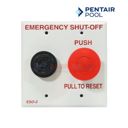 ESO2 | Pentair Emergency Shut off Switch With Alarm, featuring emergency stop button, white panel, from Discount Pool Mart.
