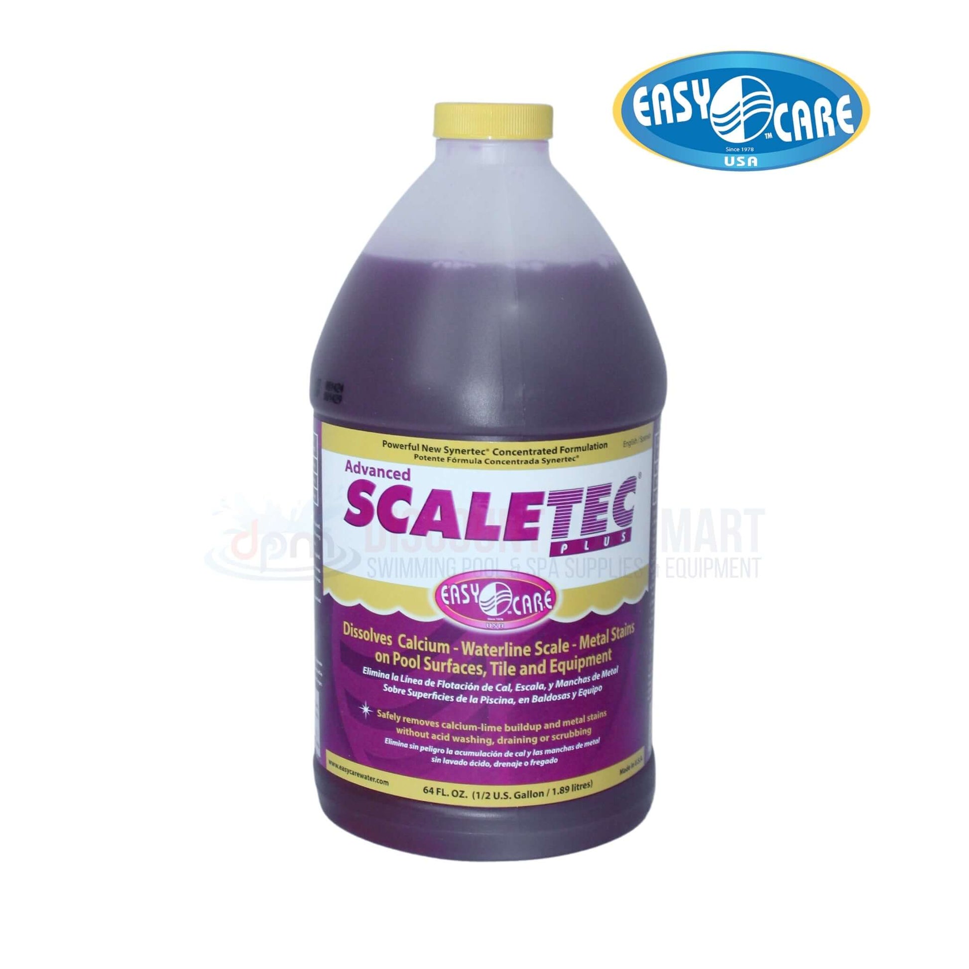 EasyCare Scaletec Plus Descaler & Stain Remover 64oz from Discount Pool Mart DPM for calcium buildup elimination.