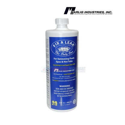 Marlig Fix-A-Leak Pool and Spa Leak Sealant | 32oz | FAL32 bottle, front view, for sealing leaks in pools and spas, Discount Pool Mart.