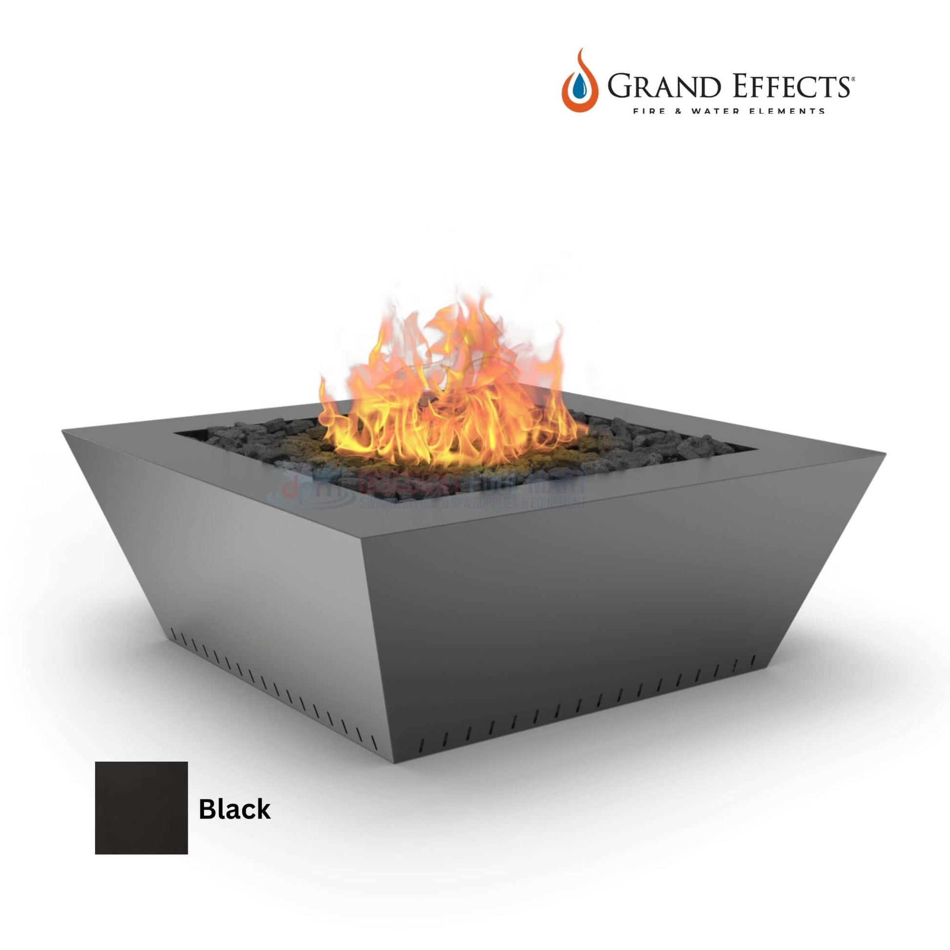 Grand Effects Grand Corinthian Fire Table in black, 48x48x18 inches, DPM SKU, Discount Pool Mart.