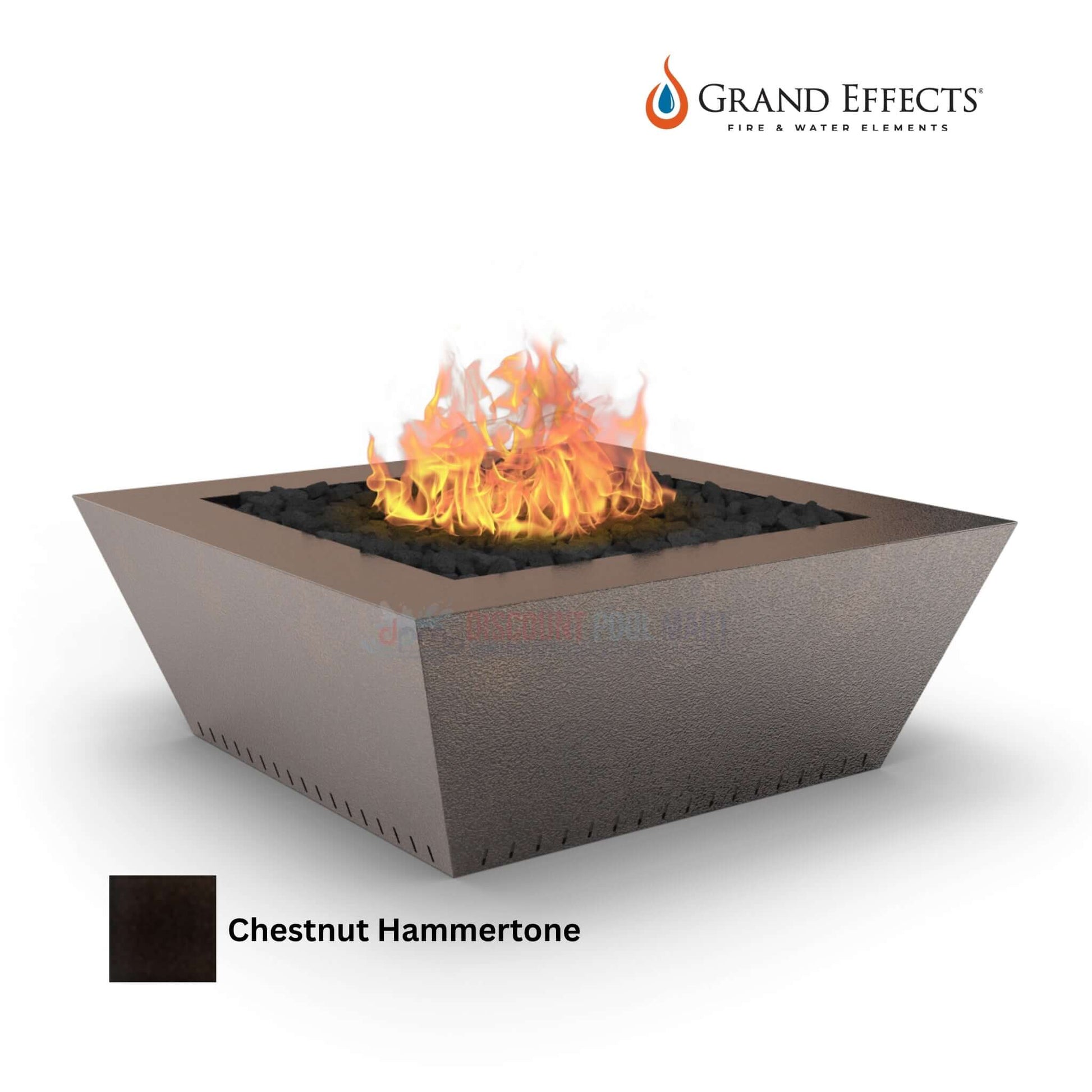 Grand Effects Grand Corinthian Fire Table in Chestnut Hammertone, 48x48x18, by Discount Pool Mart DPM.