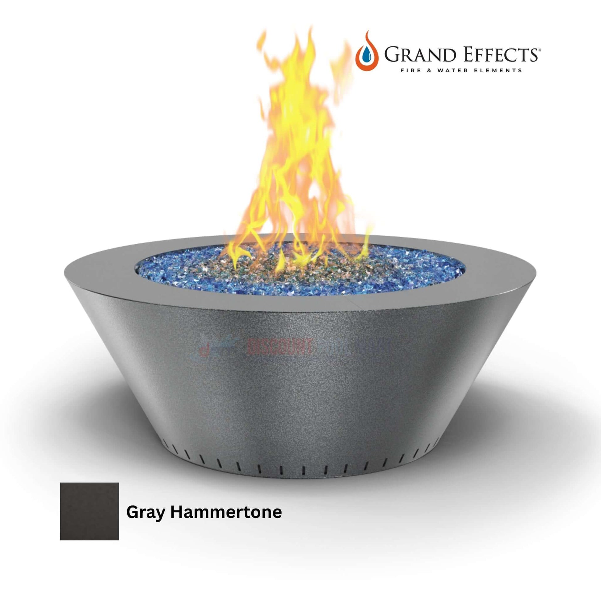Grand Effects Grand Essex Fire Table in Gray Hammertone finish, luxurious outdoor centerpiece by Discount Pool Mart DPM.