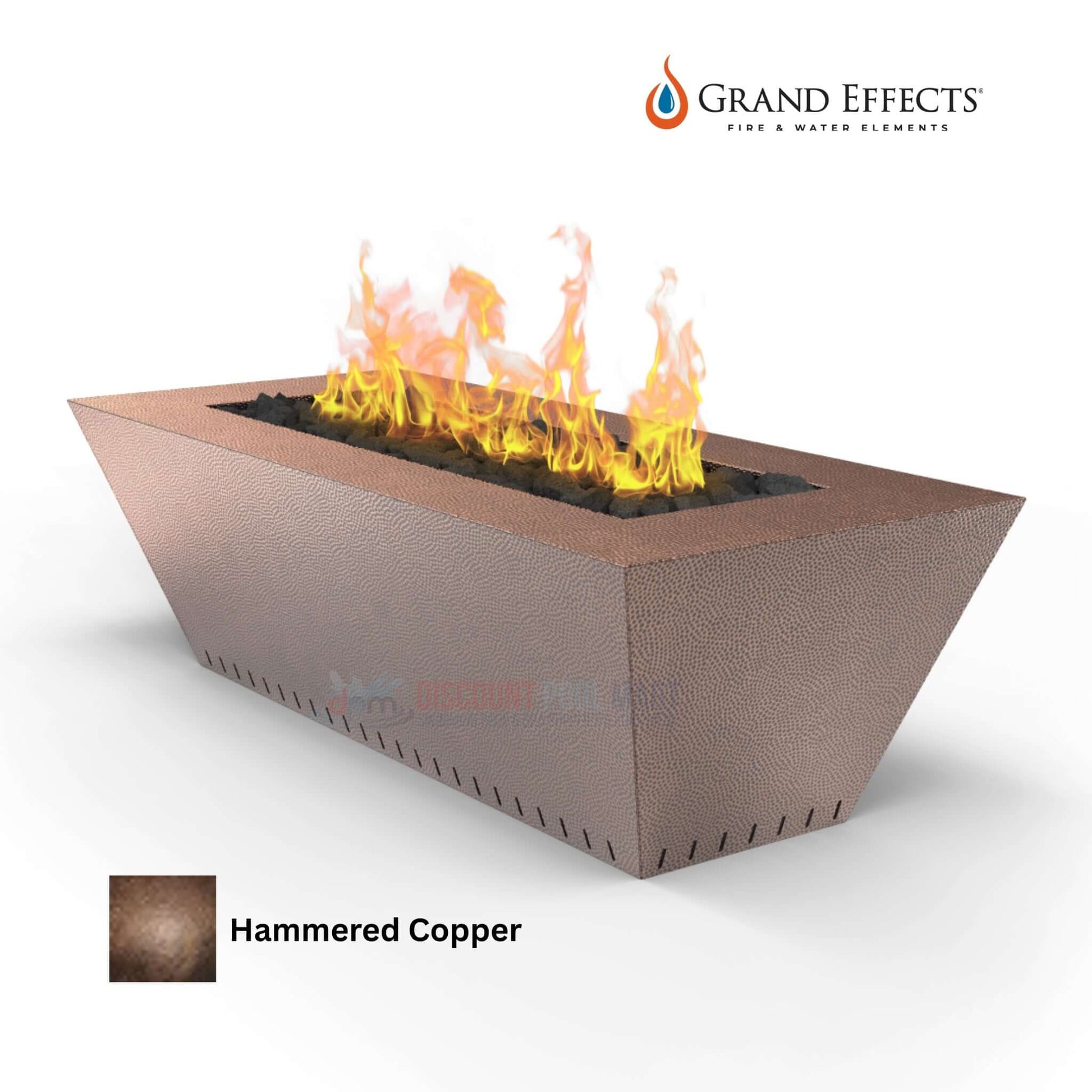Grand Effects Oil Rubbed Linear Corinthian Fire Table Hammered Copper 60x26x18 DPM Discount Pool Mart