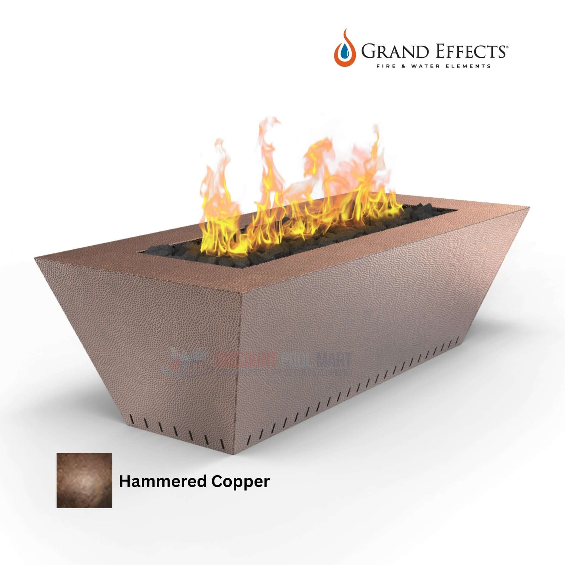 Grand Effects Oil Rubbed Linear Corinthian Fire Table in Hammered Copper, DPM SKU: 60x26x18 outdoor centerpiece