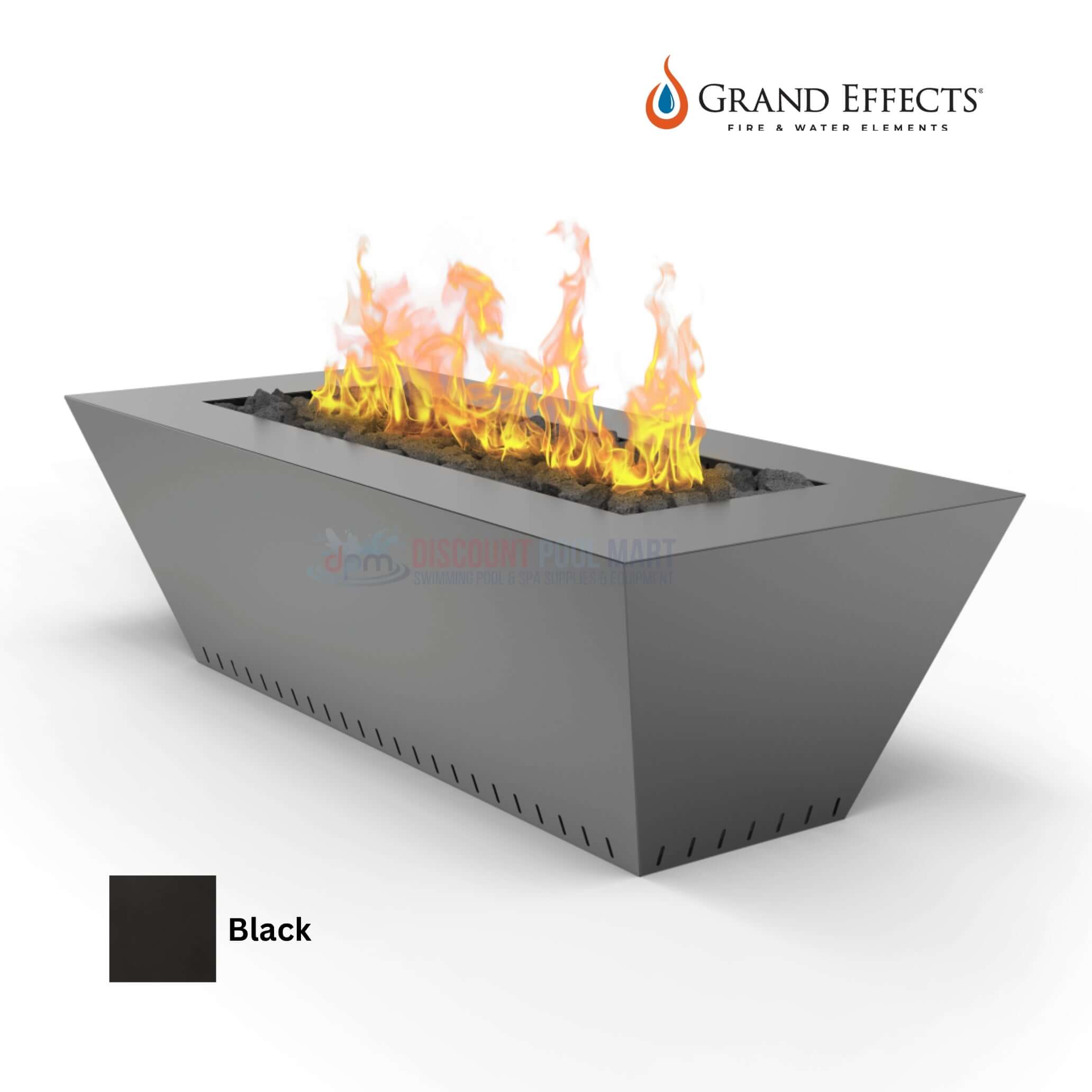Grand Effects Linear Corinthian Fire Table in Black - 60"x26"x18" - DPM SKU #12345 - Modern Outdoor Centerpiece