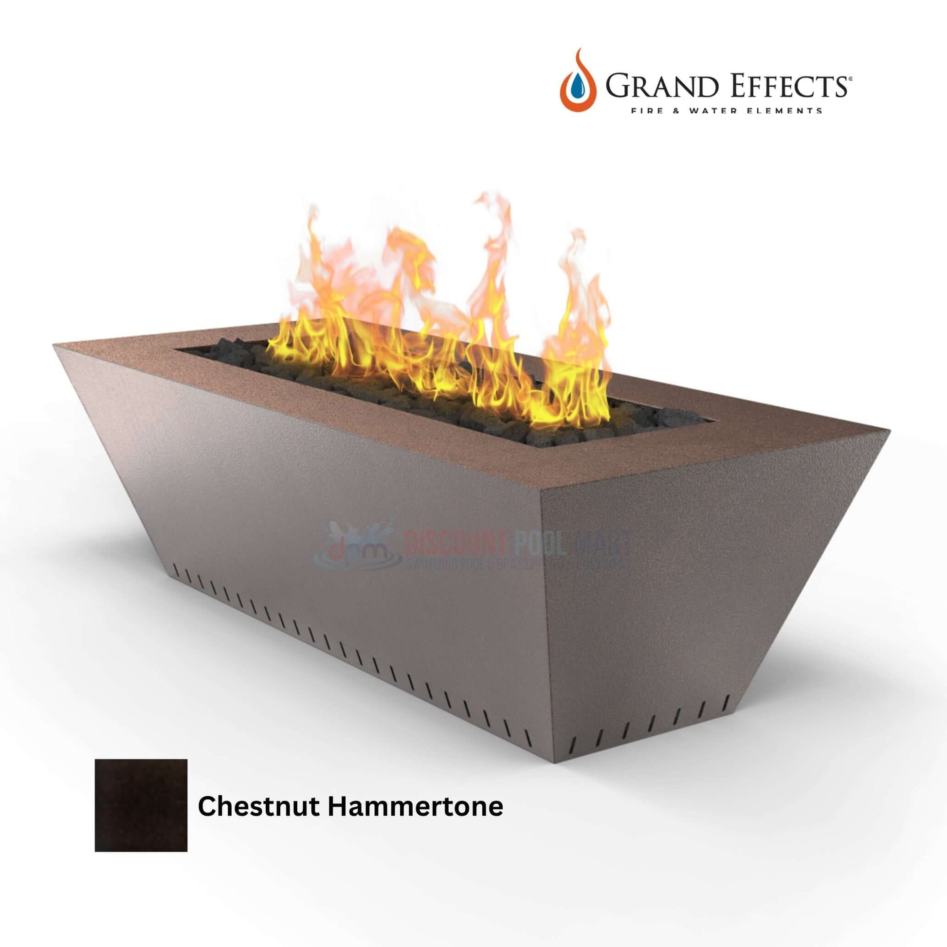 Grand Effects Chestnut Hammertone Fire Table with flames, 60"x26"x18" from Discount Pool Mart DPM.