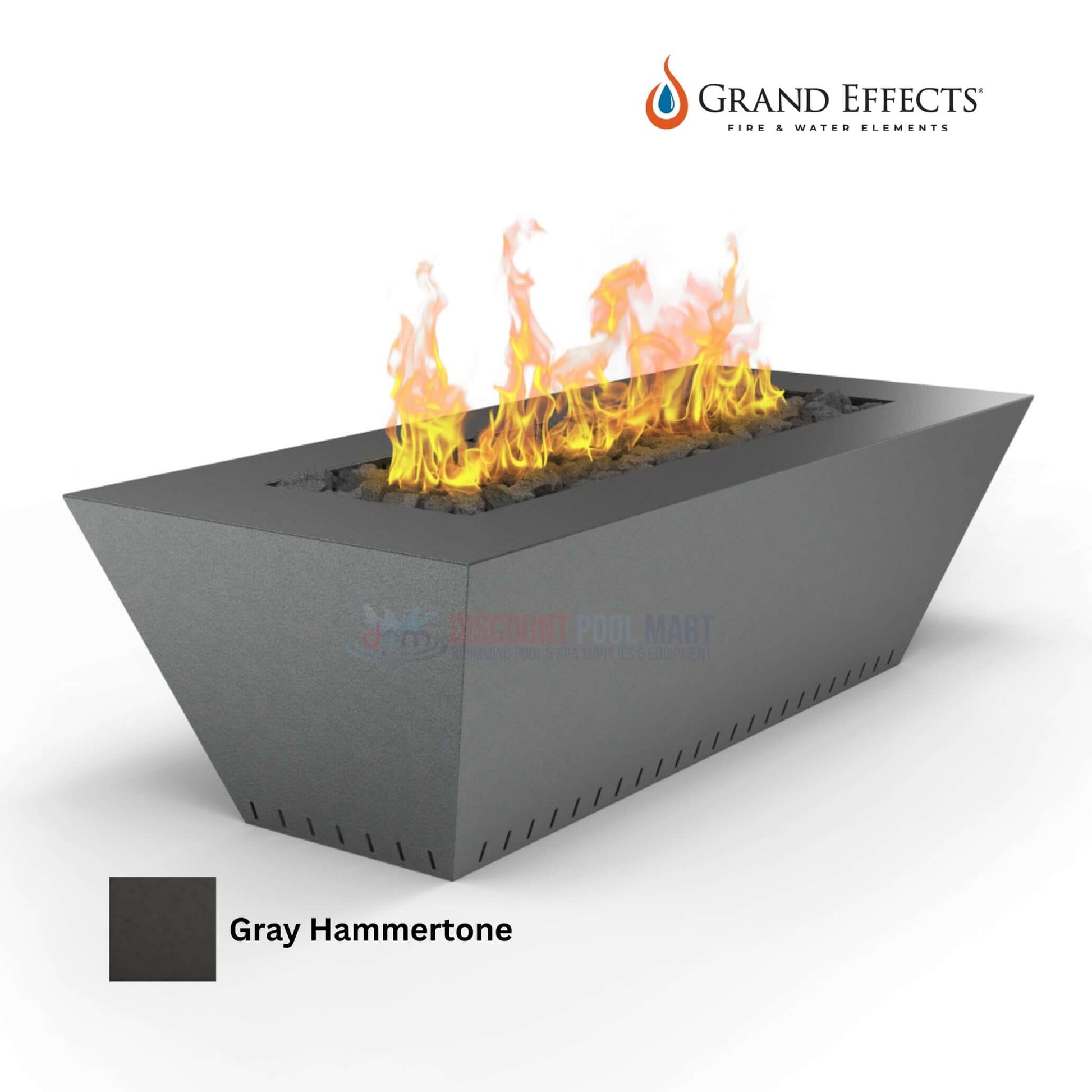 Grand Effects Linear Corinthian Fire Table in Gray Hammertone by Discount Pool Mart DPM - 60x26x18 inches.