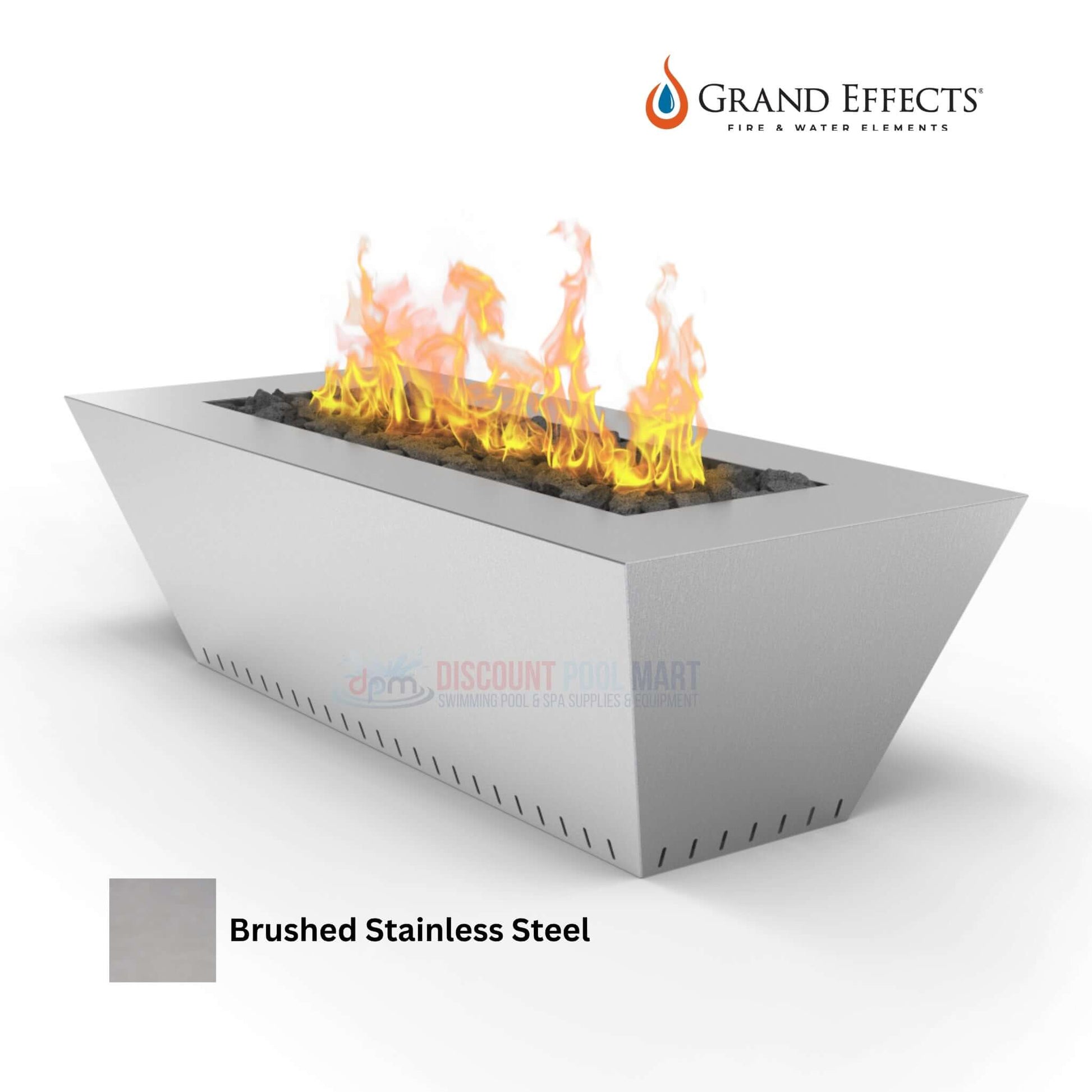 Grand Effects Linear Corinthian Fire Table in Brushed Stainless Steel | 60x26x18 | DPM Discount Pool Mart