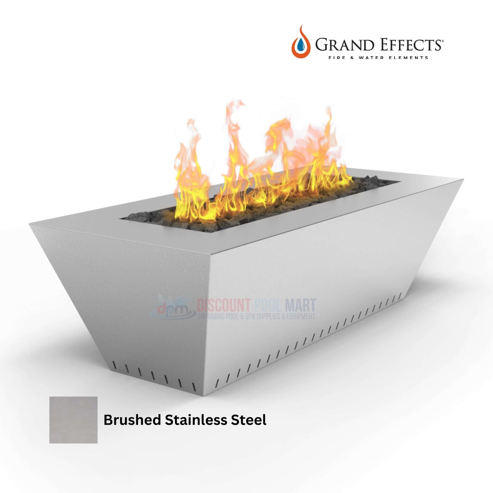 Grand Effects Linear Corinthian Fire Table 60x26x18 Stainless Steel DPM - Premium Outdoor Fire Feature